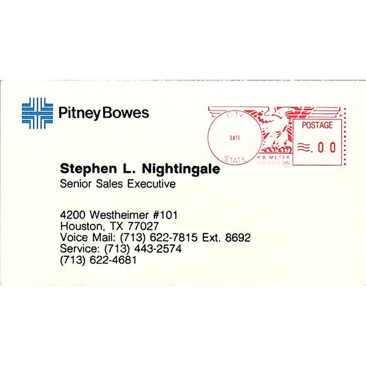 Stephen L Nightingale Pitney Bowes Houston Vintage Business Card SC9-B1