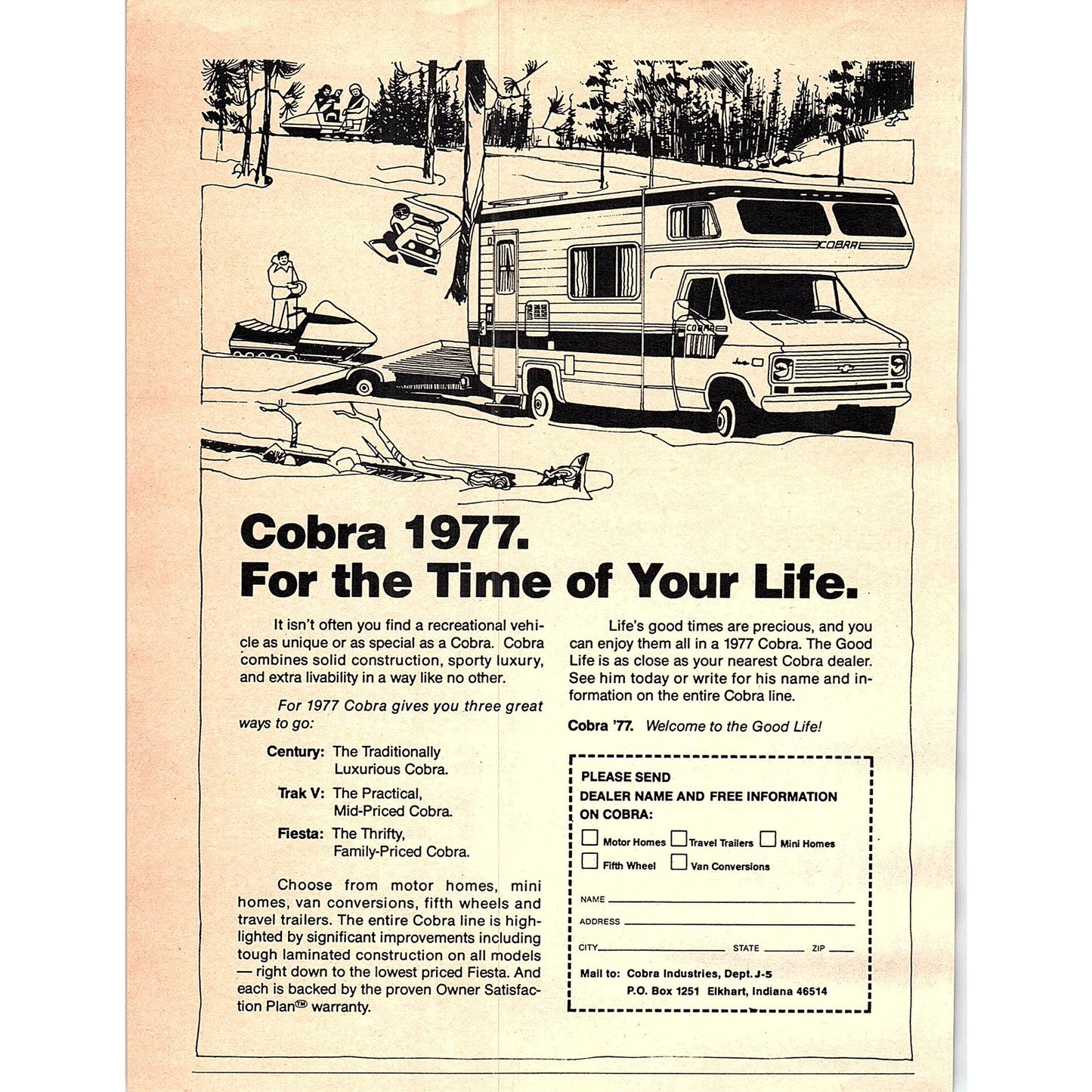Cobra Century Trak V Fiesta 1977 RV Camper Elkhart IN 1977 Ad AF6-5