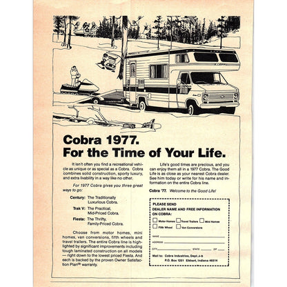 Cobra Century Trak V Fiesta 1977 RV Camper Elkhart IN 1977 Ad AF6-5