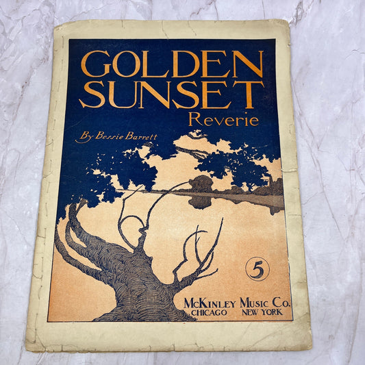 1910 Golden Sunset Reverie Bessie Barrett Antique Sheet Music Ti5