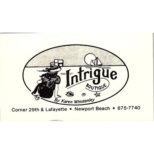 Intrigue Boutique Karen Winstanley Newport Beach CA Vintage Business Card SE5-B4