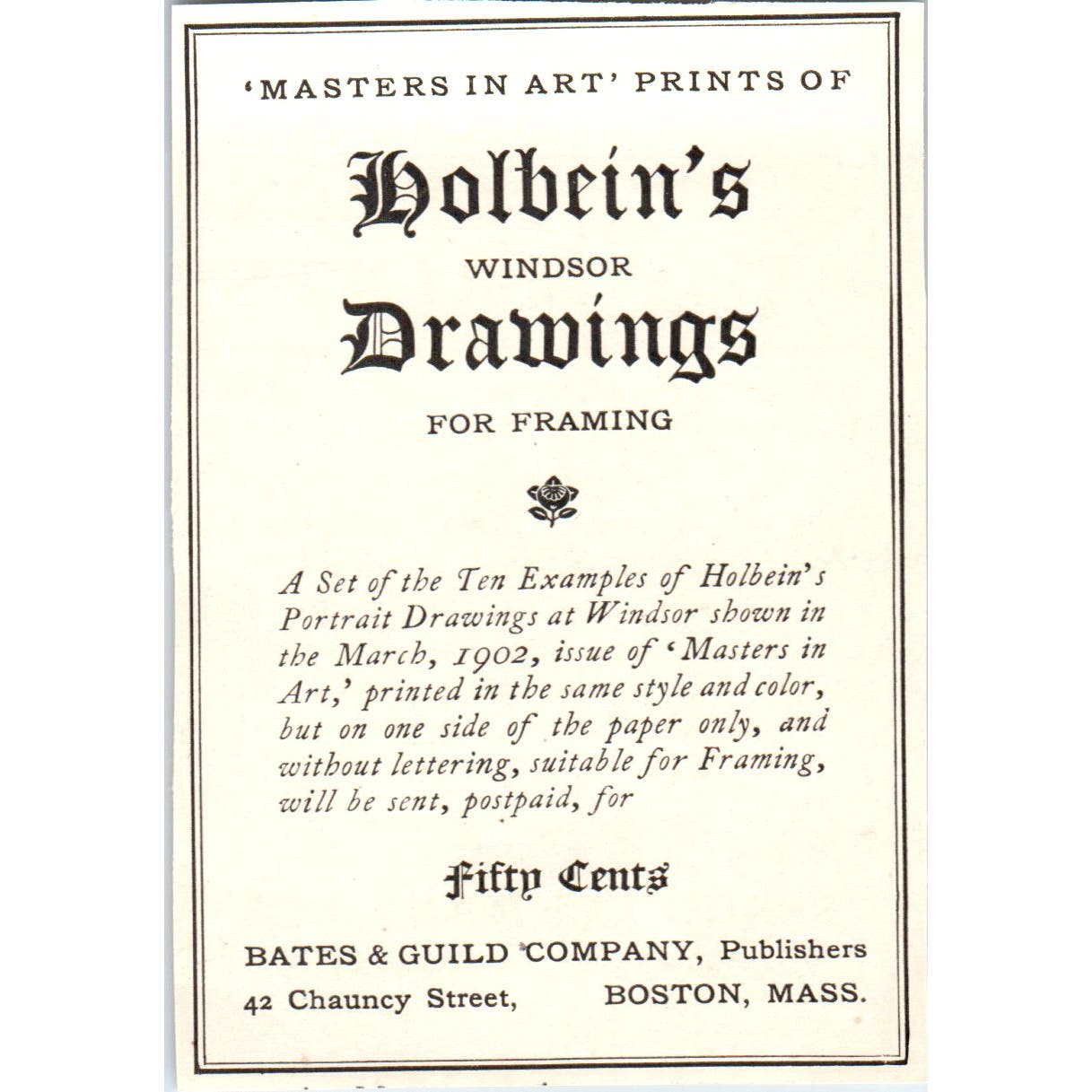 Bates & Guild Company Holbein's Drawings Ad c1905 Victorian Ad AE9-MA5