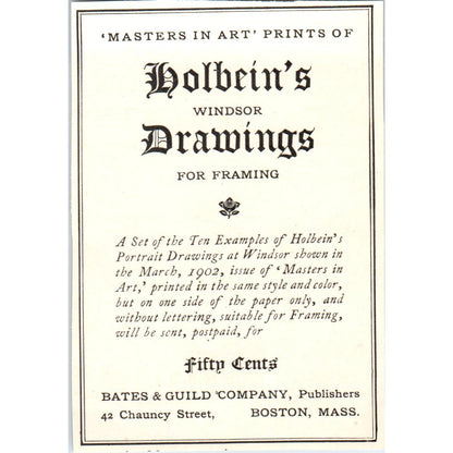 Bates & Guild Company Holbein's Drawings Ad c1905 Victorian Ad AE9-MA5