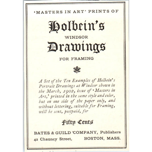Bates & Guild Company Holbein's Drawings Ad c1905 Victorian Ad AE9-MA5