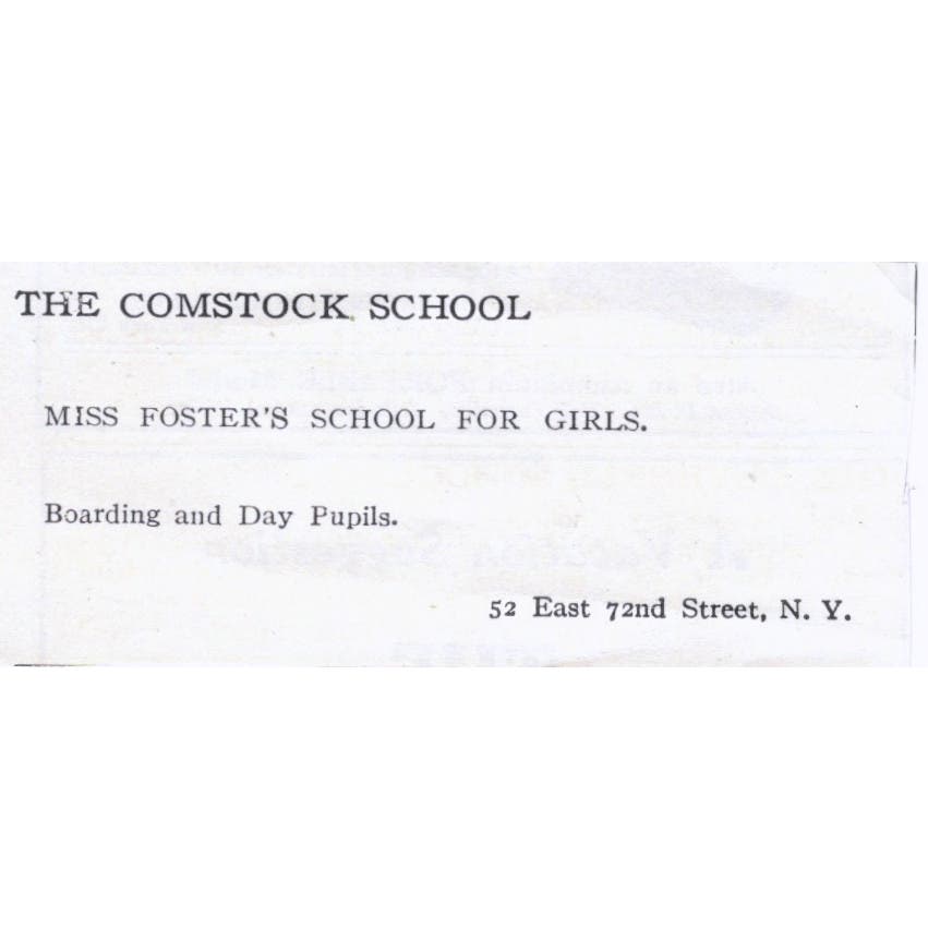 Miss Foster's Comstock School for Girls NY c1918 Original Advertisement AE5-SA11