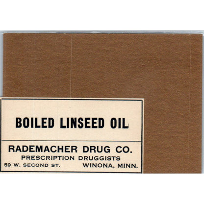 Rademacher Drug Co Linseed Winona MN Antique Apothecary Label TH2-AL