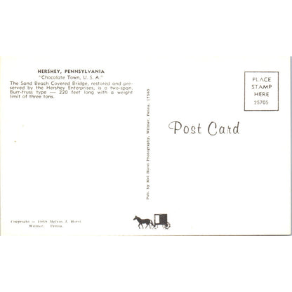 Sand Beach Bridge Hershey PA Vintage Covered Bridge Postcard PC17