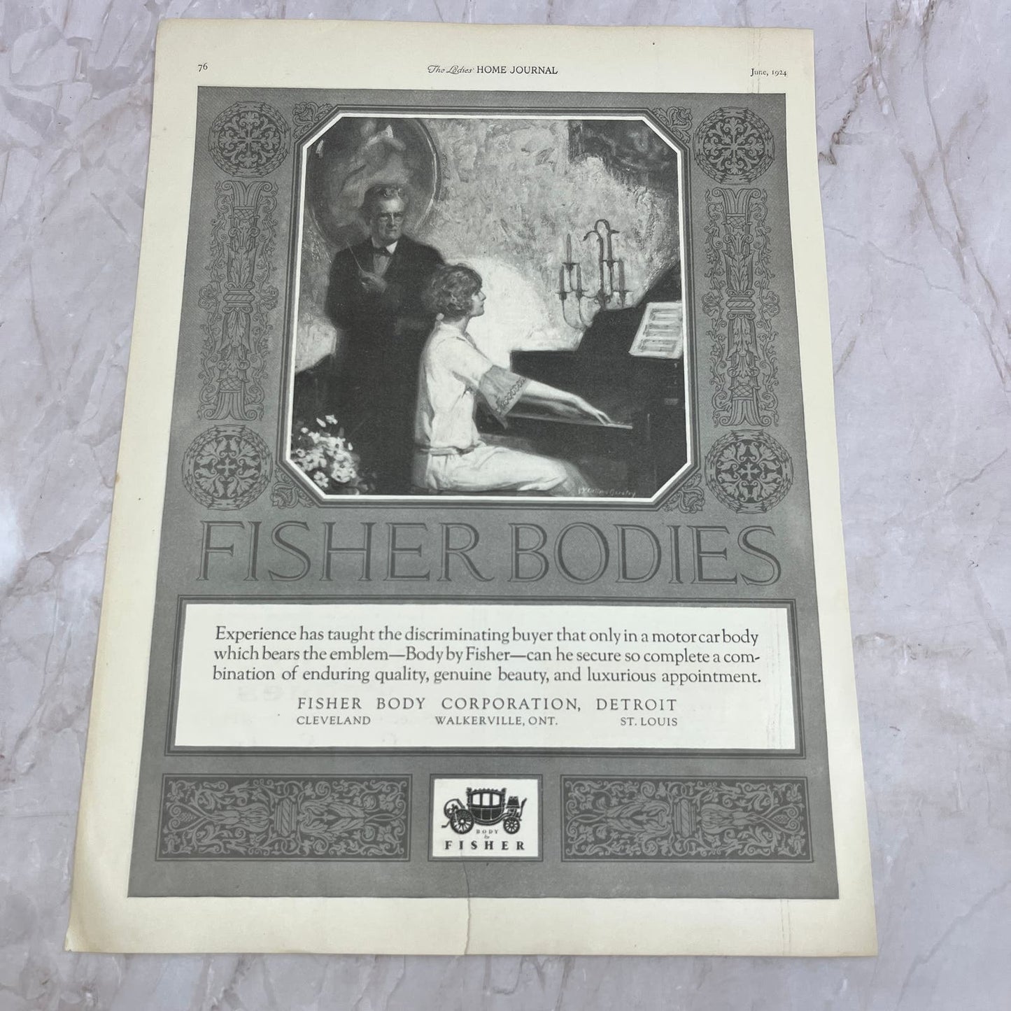 Fisher Motor Car Body Co Detroit 1924 Magazine Ad FL6-11