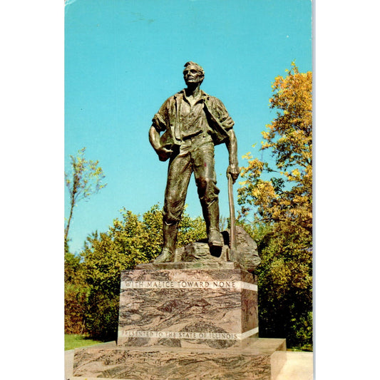 Abraham Lincoln Statue New Salem State Park IL Vintage Postcard PC16
