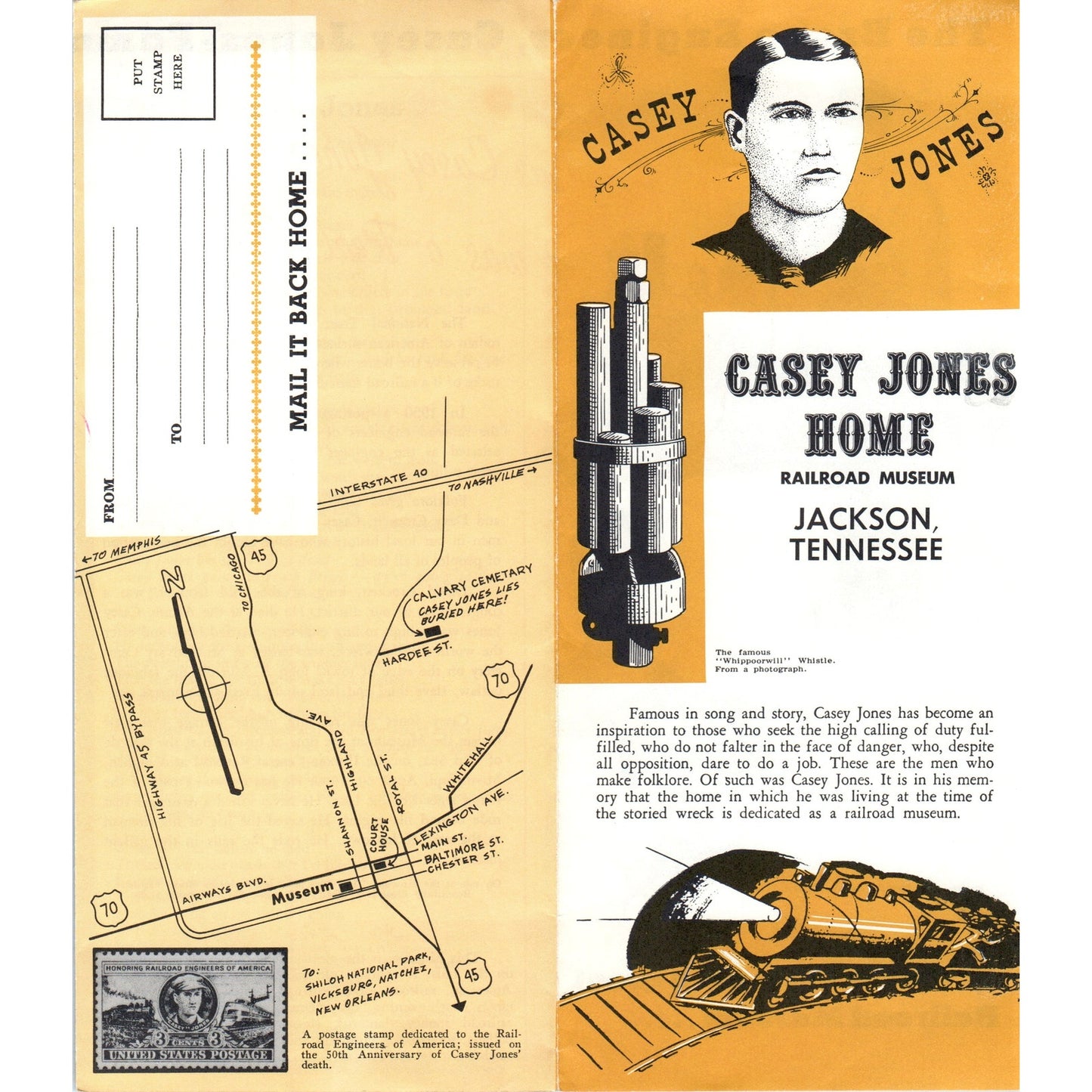 1960s Casey Jones Home Railroad Museum Jackson Tennessee Travel Brochure AF7-E1