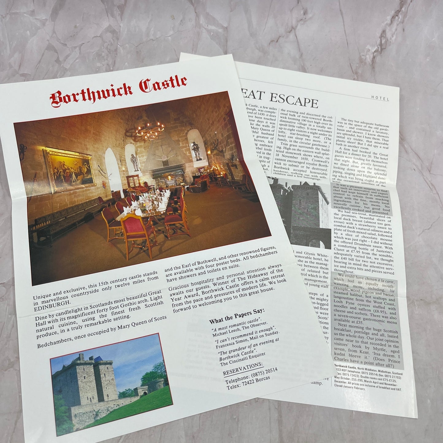 Vintage Borthwick Castle Travel Pamphlet North Middleton Edinburgh TJ5-E1