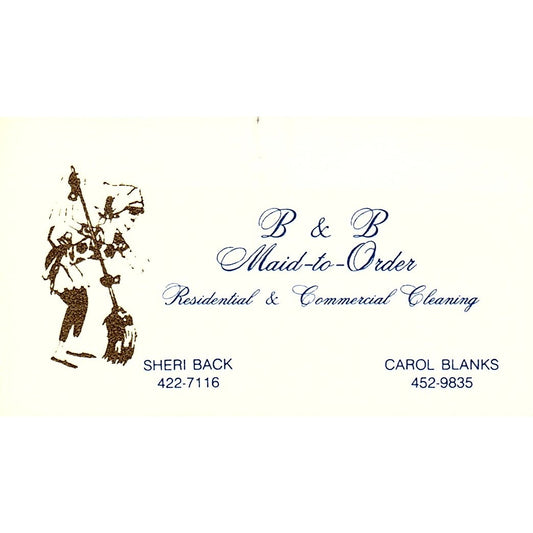 B & B Maid-to-Order Sheri Black Carol Blanks Vintage Business Card SB4-B1