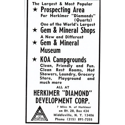 Herkimer Diamond Development Corp Middleville NY 1972 Ad AF8-M2