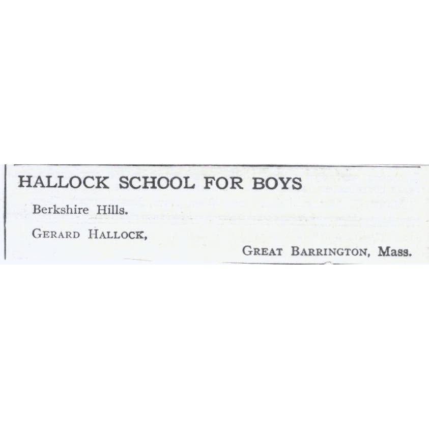 Gerard Hallock School for Boys Great Barrington MA c1918 Advertisement AE5-SA3