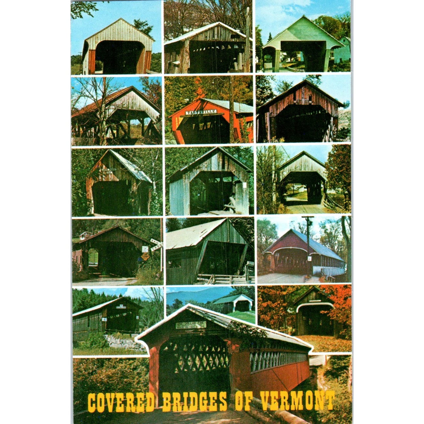 16 Famous Covered Bridges in VT Vintage Covered Bridge Postcard PD6