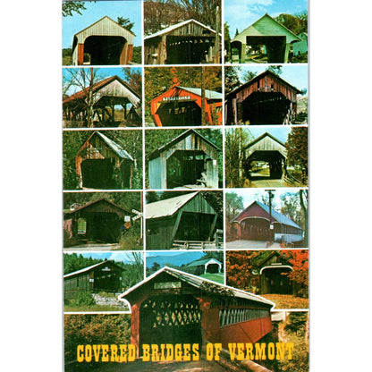 16 Famous Covered Bridges in VT Vintage Covered Bridge Postcard PD6