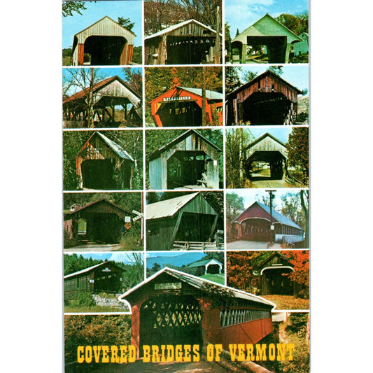 16 Famous Covered Bridges in VT Vintage Covered Bridge Postcard PD6