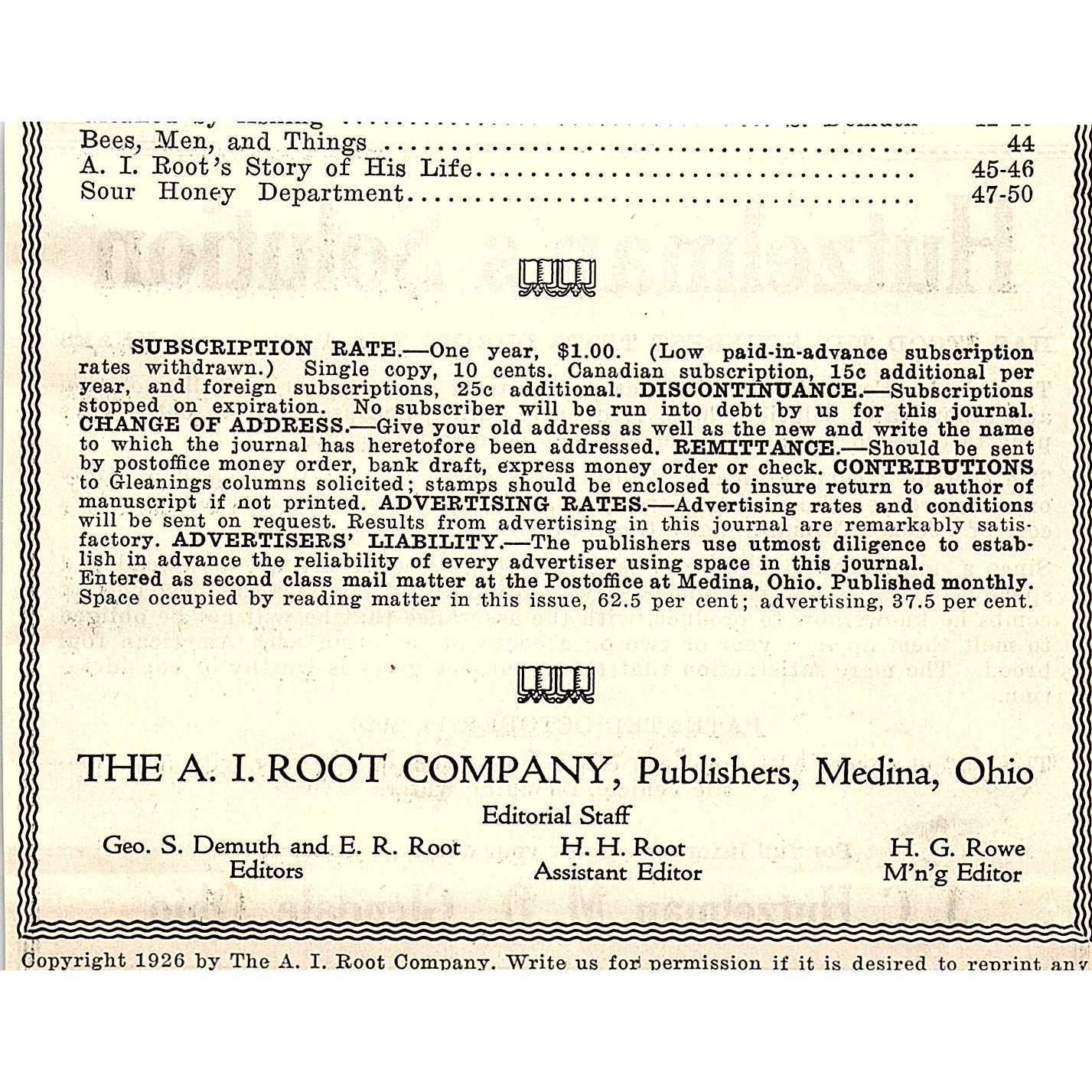 J.C. Hutzelman Bee Solution Glendale Ohio 1926 Ad AG3-H2