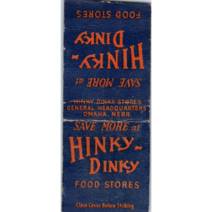 Hinky-Dinky Food Stores Omaha Nebraska Vintage Matchbook Cover SD4-Y7