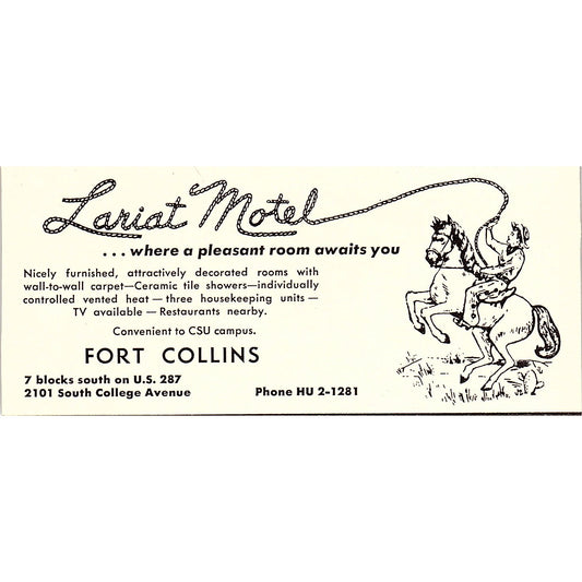 Lariat Motel Fort Collins CO 1958 Ad AG1-M3