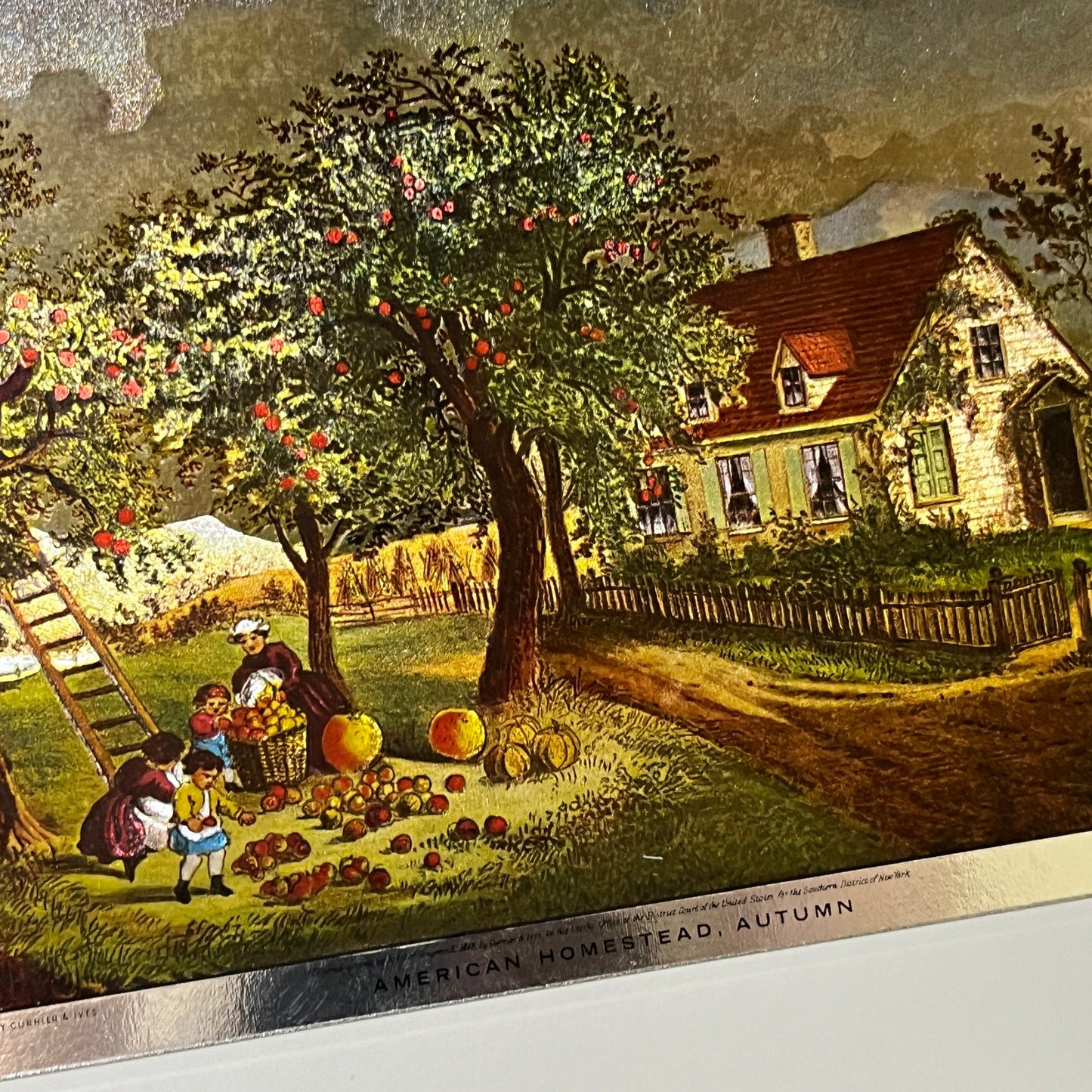 Currier & Ives Chromatic American Homestead Autumn - 8x10 Mounted Art Print V2