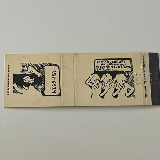 Orphan Annie's Hairdressers Encino CA Vintage Matchbook Cover TB6-MB2-4