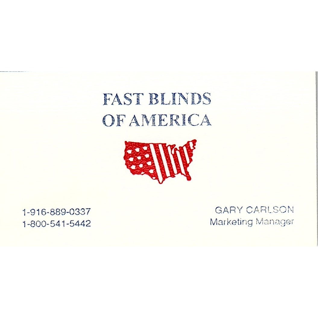 Gary Carlson Fast Blinds of America Vintage Business Card SD9-B14