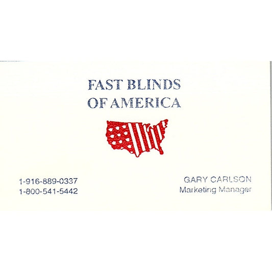 Gary Carlson Fast Blinds of America Vintage Business Card SD9-B14