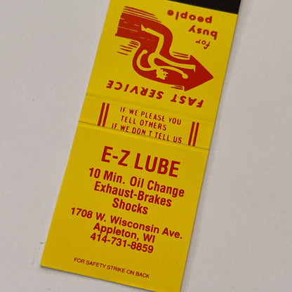 EZ Lube 1078 W Wisconsin Ave Appleton WI Vintage Matchbook Cover TB6-MB2-2