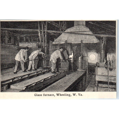 Glass Furnace in Wheeling West Virginia 1901 Engraving AF2-P2