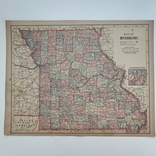 Map of Missouri and Iowa 1894 Map SV1-6