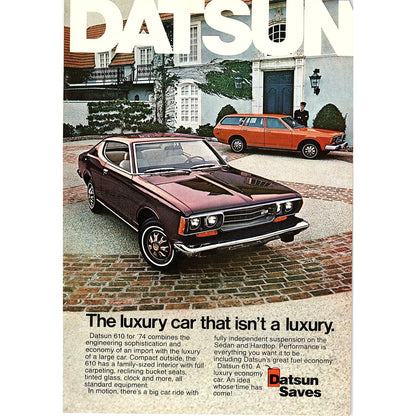1974 Datsun 610 Car Sedan and Hardtop Vintage Magazine Ad 7x10 V4