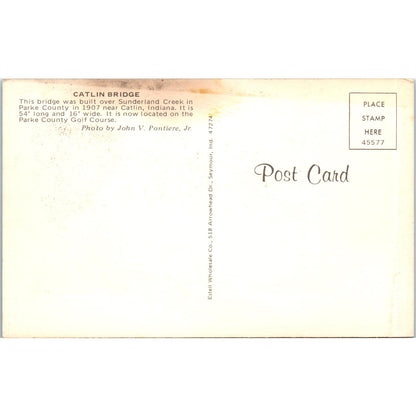 Catlin Bridge Parke County Catlin IN Vintage Covered Bridge Postcard PC15