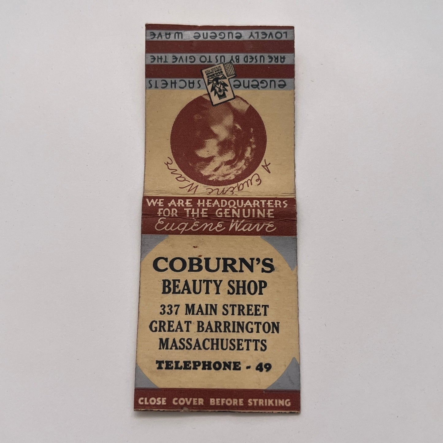 Coburn's Beauty Shop Great Barrington MA Vintage Matchbook Cover TB8-MB-3