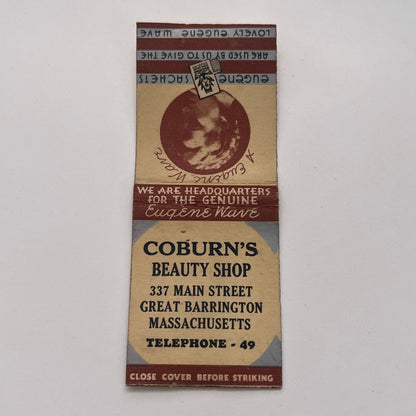 Coburn's Beauty Shop Great Barrington MA Vintage Matchbook Cover TB8-MB-3