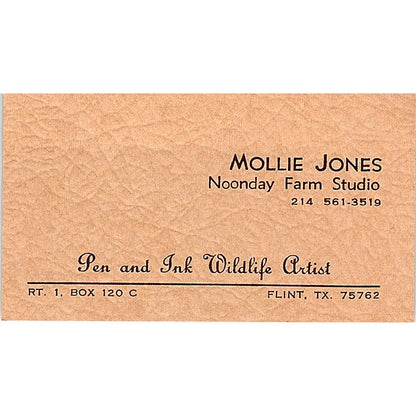 Mollie Jones Noonday Farm Studio Artist Flint TX Vintage Business Card SE3-B11
