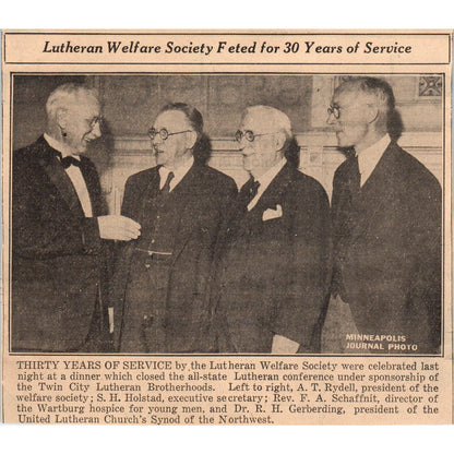 A.T. Rydell Lutheran Welfare Society 1935 Minneapolis Journal Article AE7-N3