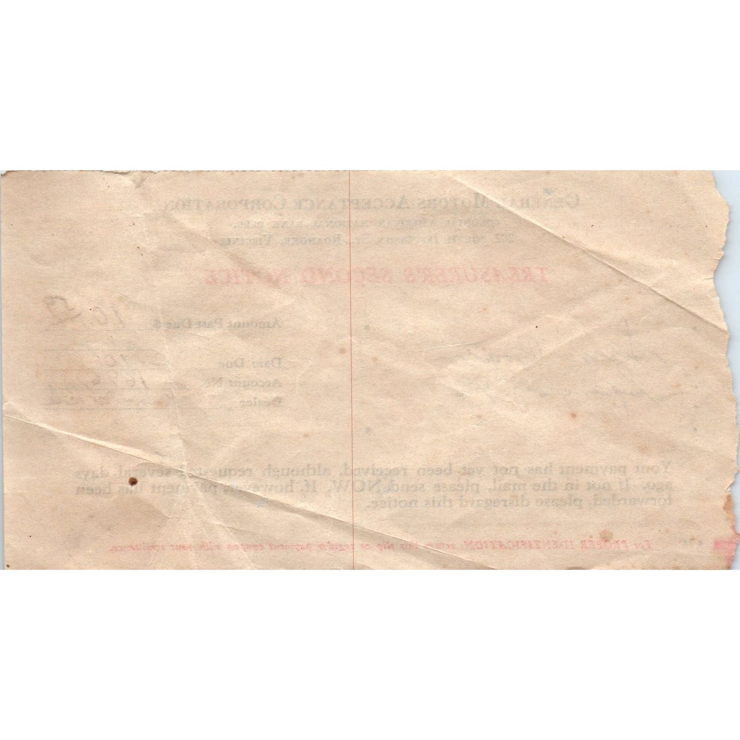 1936 General Motors Past Due Notice Sam Pratt Spencer VA AF1-RR2