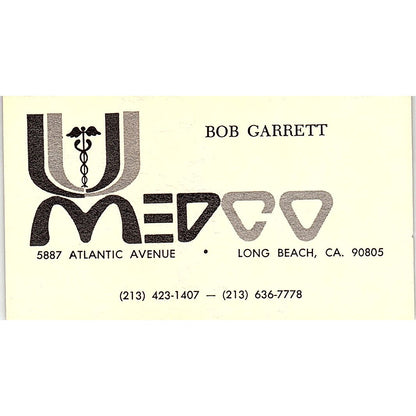 Bob Garrett MedCo Long Beach Vintage Business Card SD9-B11