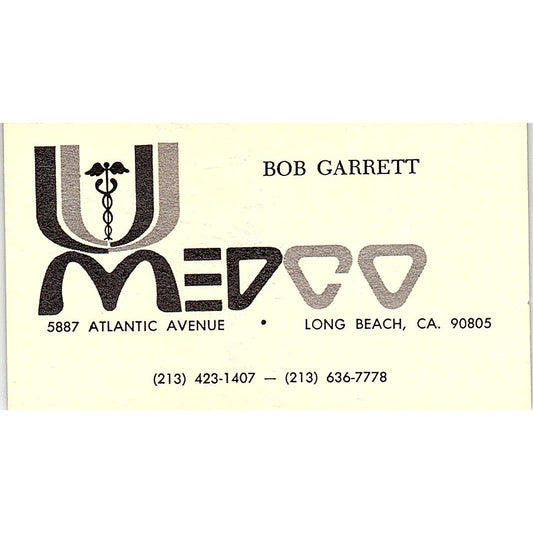 Bob Garrett MedCo Long Beach Vintage Business Card SD9-B11