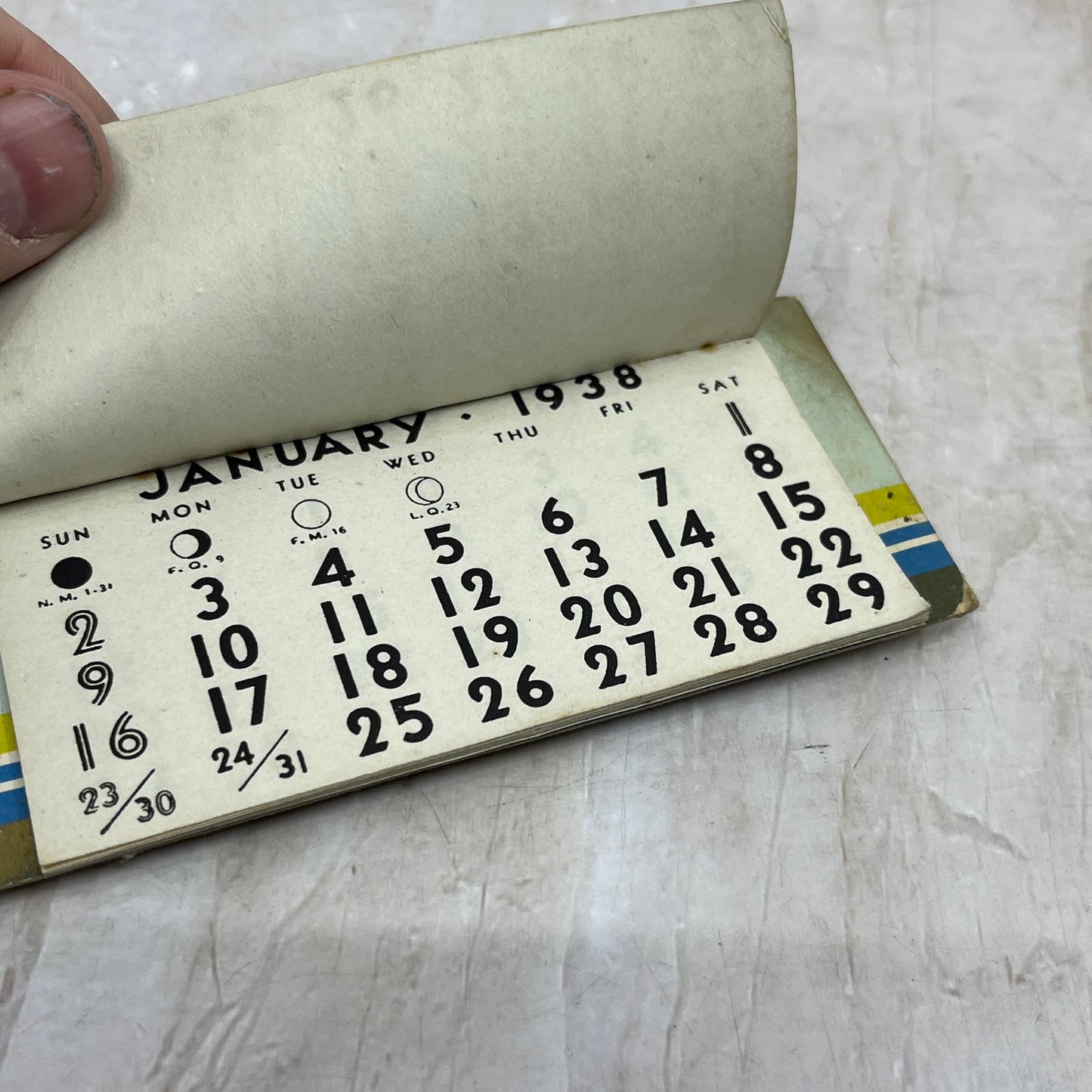 1938 Art Deco Seasons Greetings Mini Pocket Calendar 2.5x4" AE3