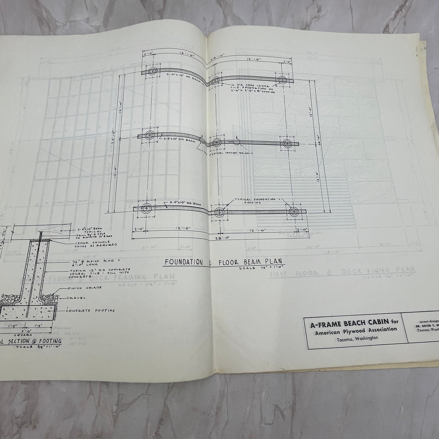 1957 "A" Frame Beach Cabin Plans - American Plywood Association List FL6-1