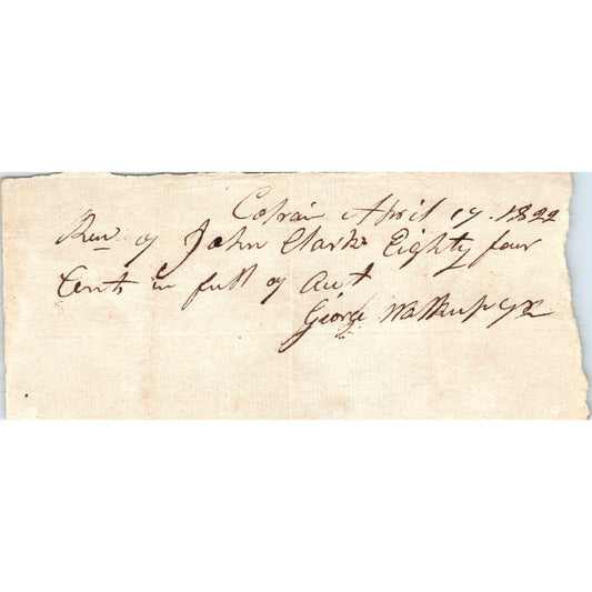 1821 Handwritten Receipt Colrain Massachusetts John Clark Ira Donelson AE6-015