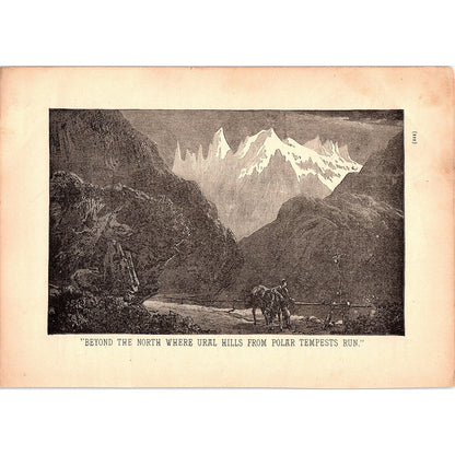 Beyond North Where Ural Hills from Polar Tempests Run 1884 Engraving TA5-CJ-1