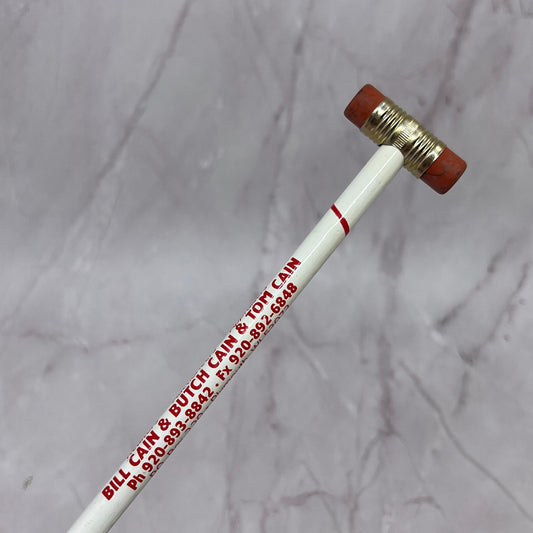 Bill, Butch & Tom Cain Bill Cain Auction Service Plymouth WI Vtg Pencil TC5-PP1