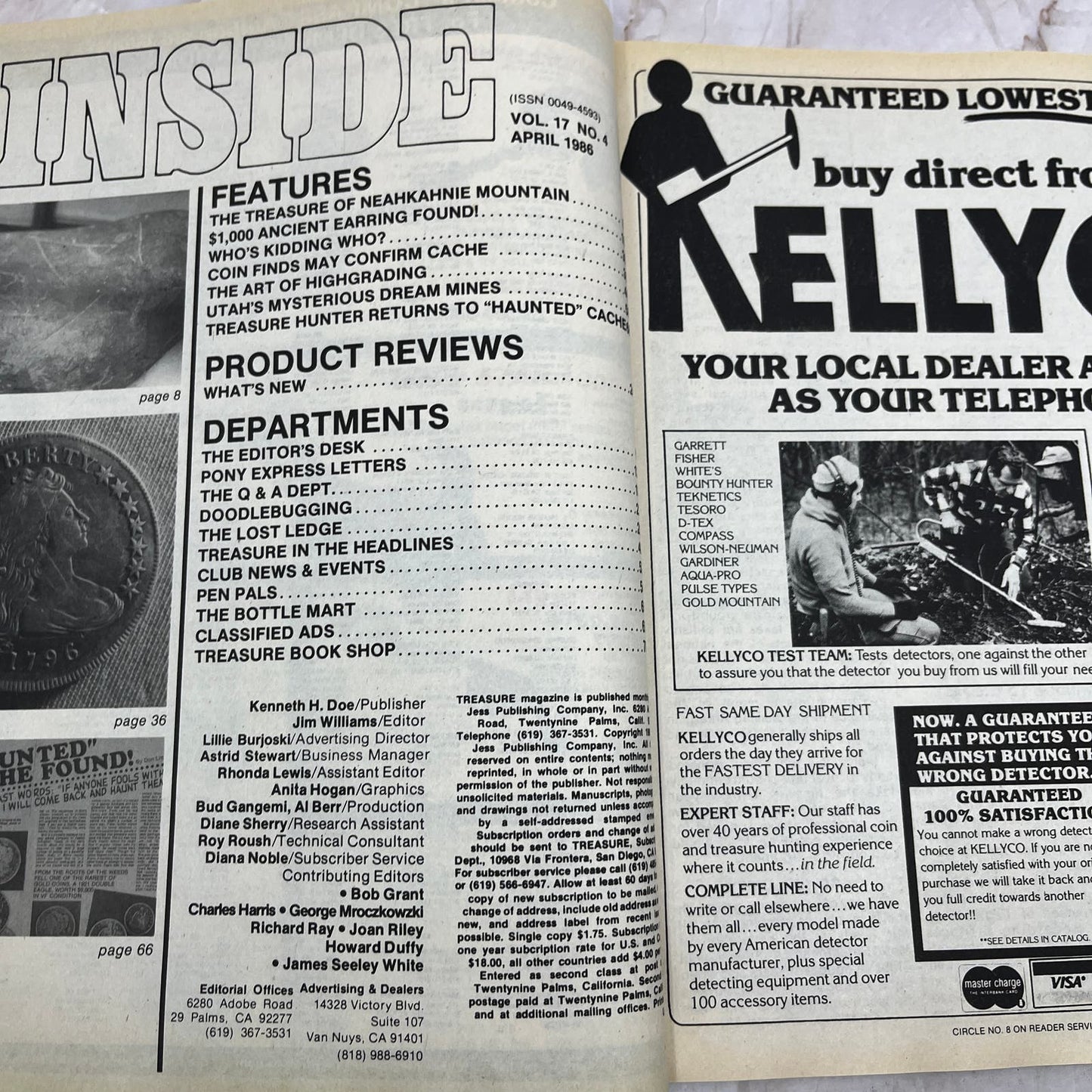 1986 April - Treasure Magazine - Treasure Hunting Metal Detecting Gold Coins M10