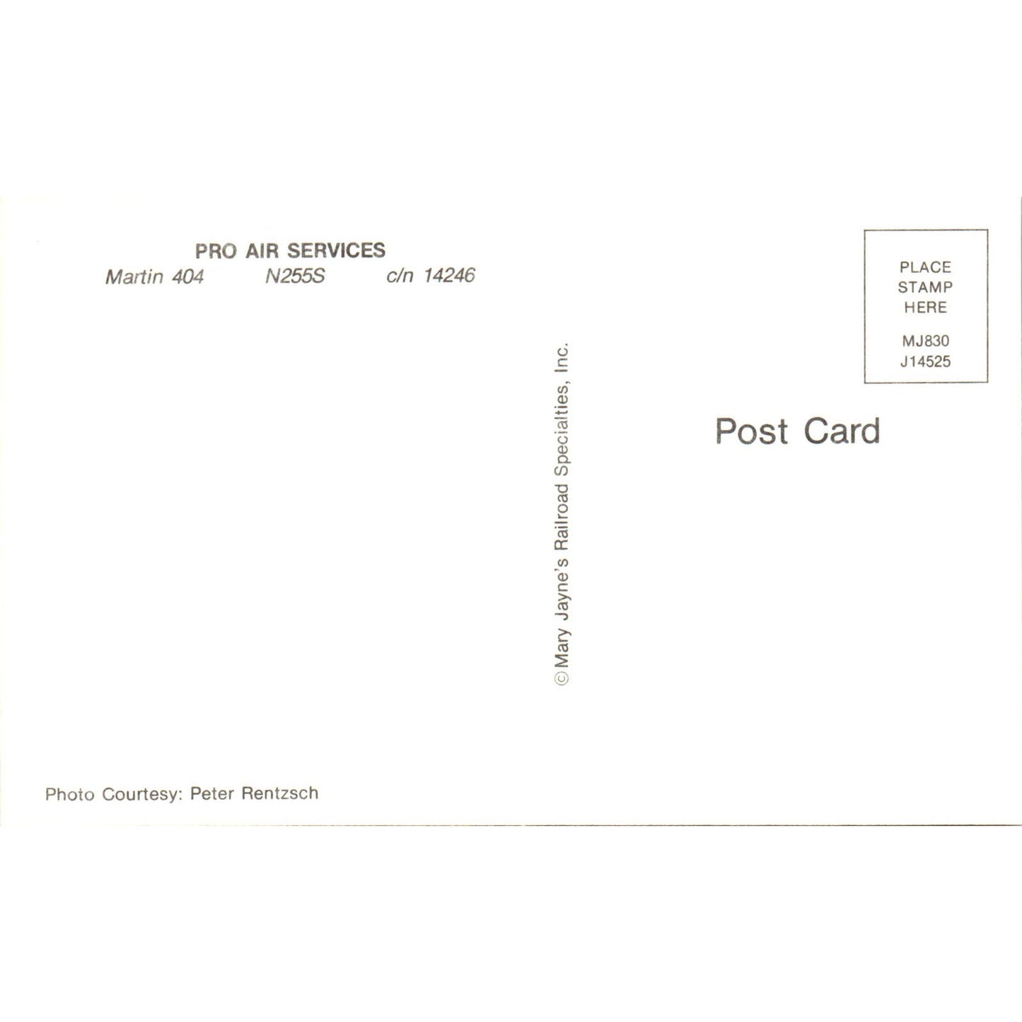 Pro Air Services Martin 404 N255S Vintage Postcard PC3