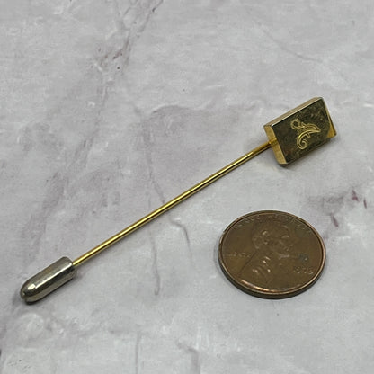 Vintage Art Deco "A" Monogram Gold Tone Stick Pin Hat Pin SB7