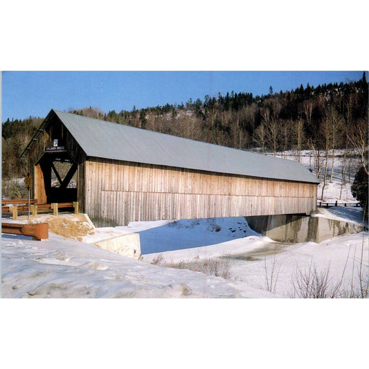 Connecticut River Winter Columbia Bridge NH VT Covered Bridge Postcard PC6