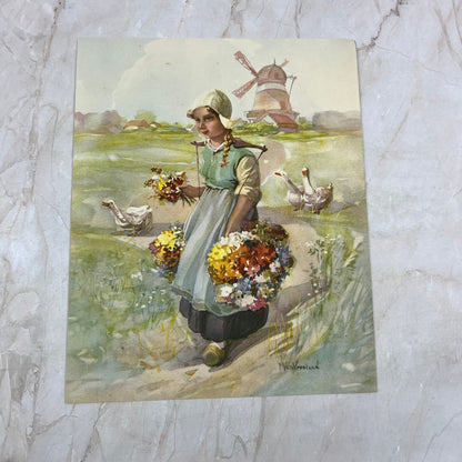 Vintage Art Print Dutch Girl 8x10 F. VonVrooland TI9-P4
